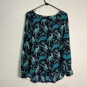 LOFT Blue and Green Patterned Blouse. Sz S.